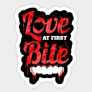 Love At First Bite Vampire Fangs Blood Halloween Sticker